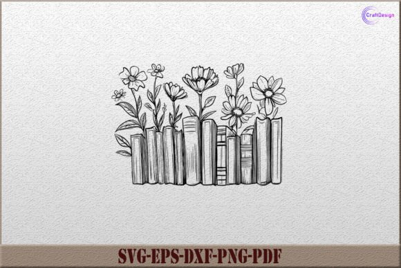 Books with Flower SVG: A Charming Embroidery Design