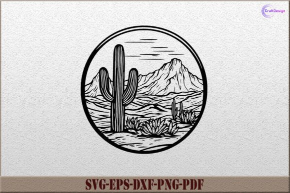 Cactus Desert Scene SVG for Embroidery