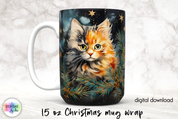 Christmas Cat Mug Wrap: A Festive Graphics Asset for Crafts