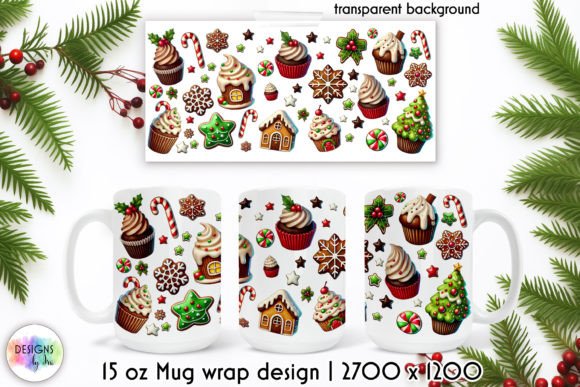 Christmas Gingerbread Mug Wrap for Crafts and Graphics