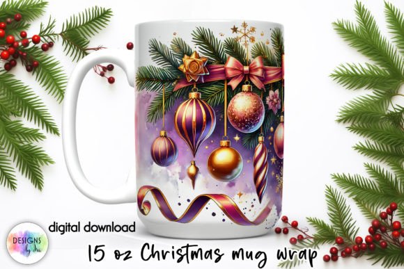 Christmas Ornaments Mug Wrap Design for Crafts and Graphics