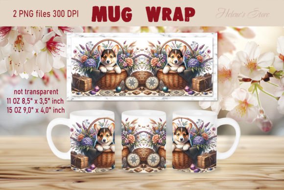 Corgi Dog in Flowers Mug Wrap: A Charming Graphics Craft