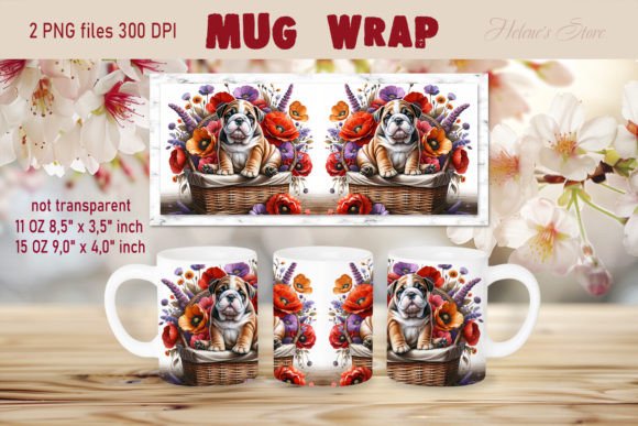Cute Bulldog Mug Wrap: A Charming Graphics Asset for Crafts
