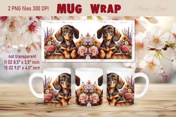 Dachshund Dog in Flowers Basket Mug Wrap: A Crafts and Graphics Gem