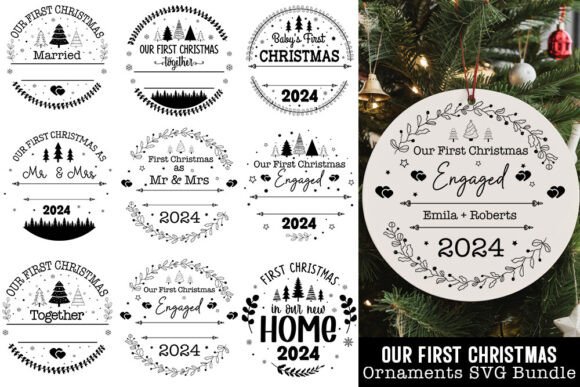 First Christmas Round Ornaments SVG for Graphics and Crafts