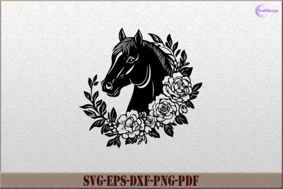 Horse Head with Floral Horse Vector SVG for Graphics and Crafts