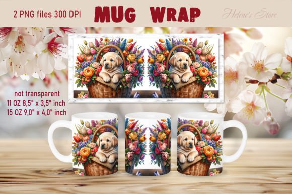 Labrador in Flowers Mug Wrap: A Charming Graphics Asset for Crafts