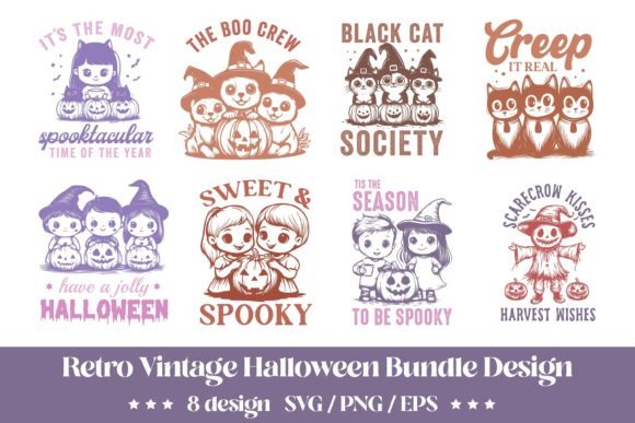 Retro Vintage Halloween Quote SVG Bundle for Crafts & Graphics
