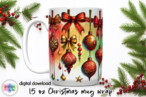 Watercolour Christmas Ornaments Mug Wrap: A Crafty Graphic Delight
